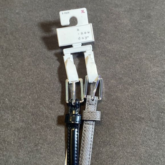 Accessories - Women’s Belts 2pack 1 Black & 1 Gray with Silver Buckles XL NWT